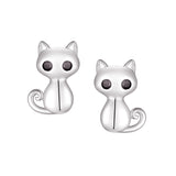 Studs - Argent chats yeux en cz noir - BOS420