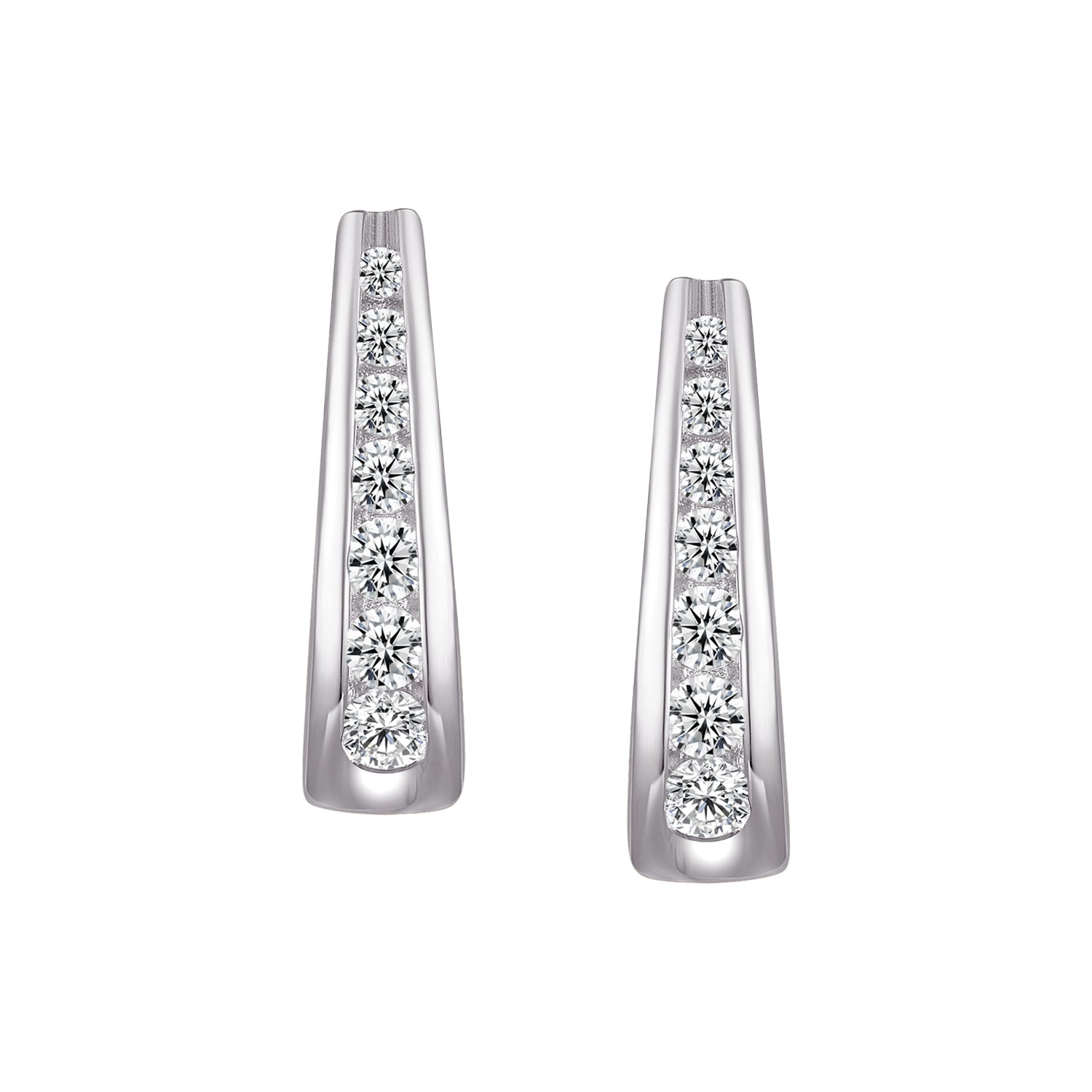 Studs - Argent demi-anneaux en cz - BOS424