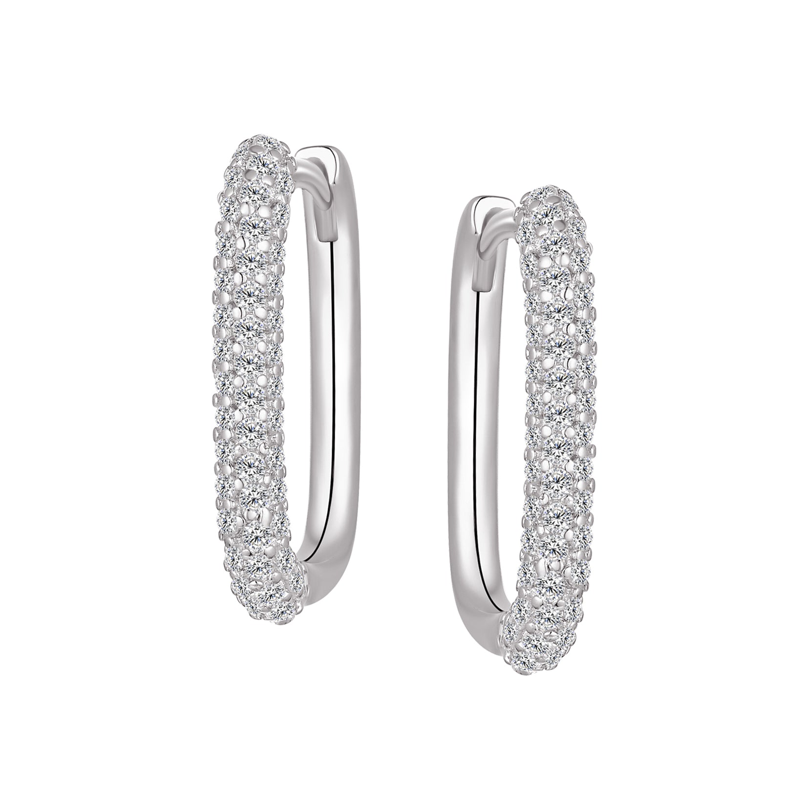 Hoops - Argent rectangulaires pavé de cz - BOS426