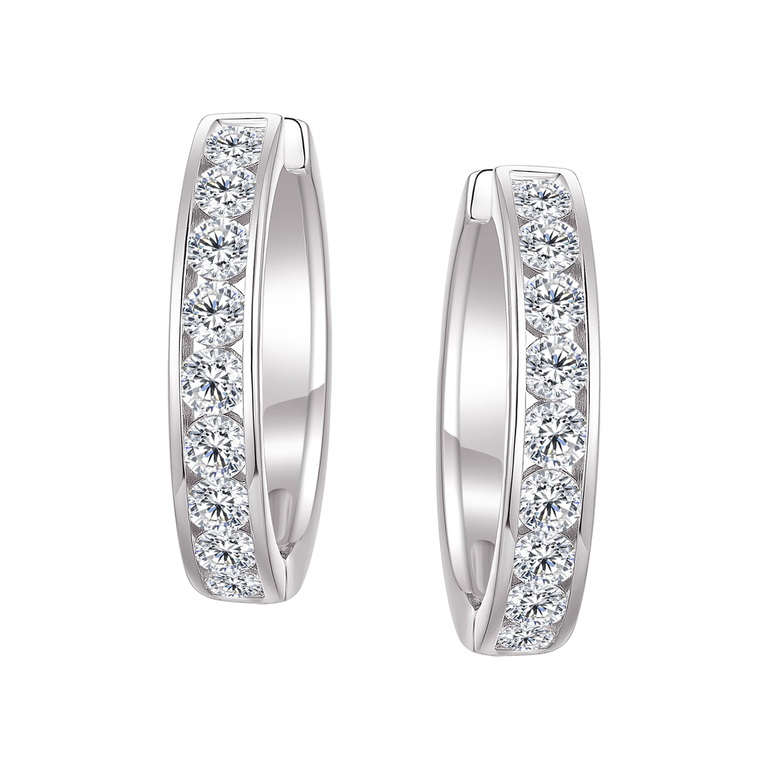 Hoops - Argent pierres cz en canal 3.5mm X 20mm - BOS427