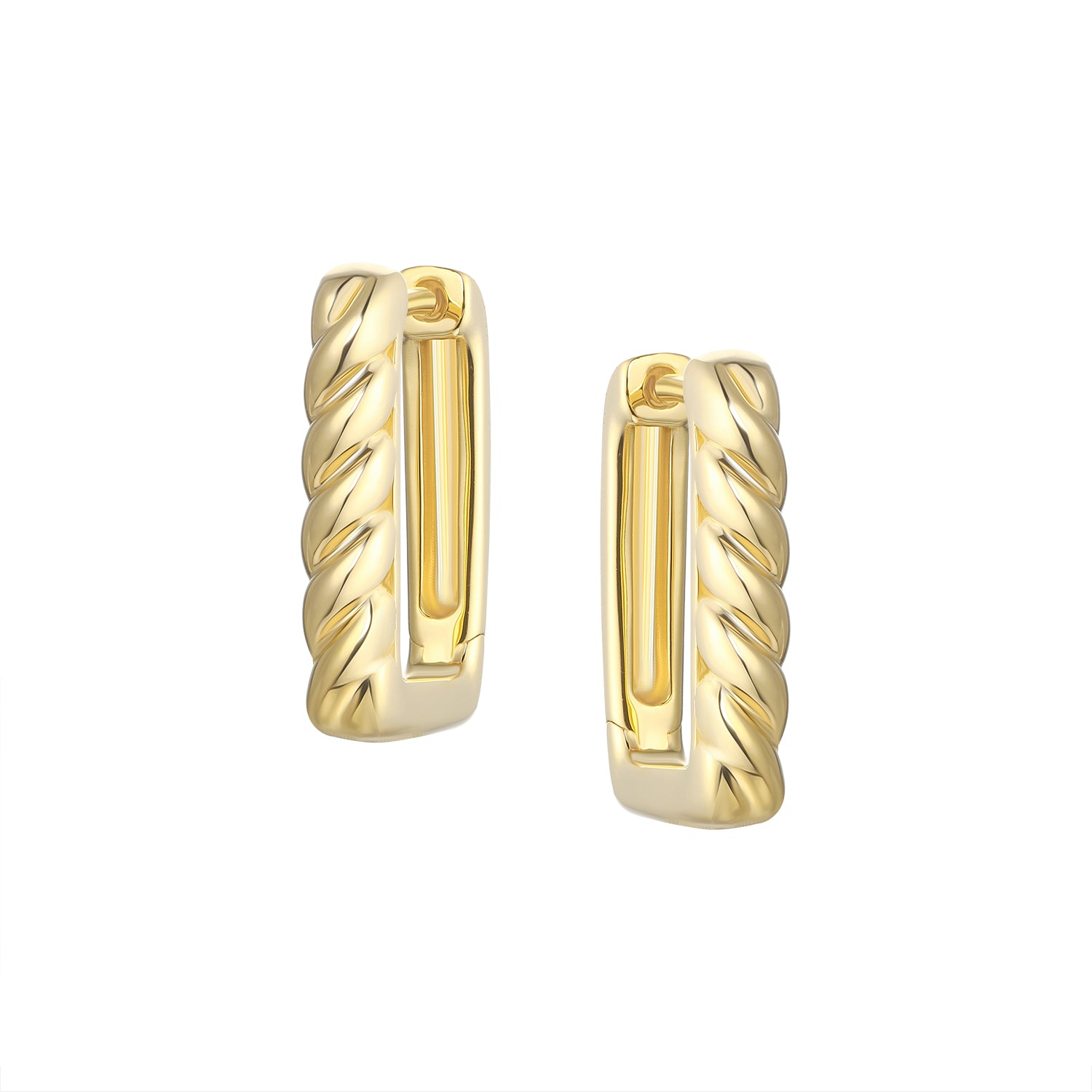 Hoops - Argent plaqué or carrés torsadés - BOS429