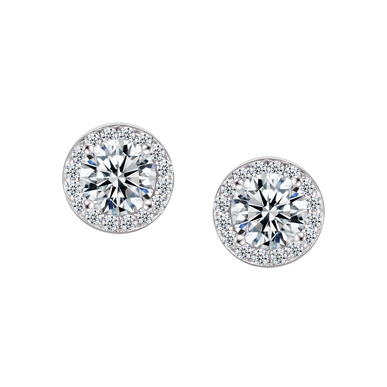 Studs - Argent halo en cz - BOS431