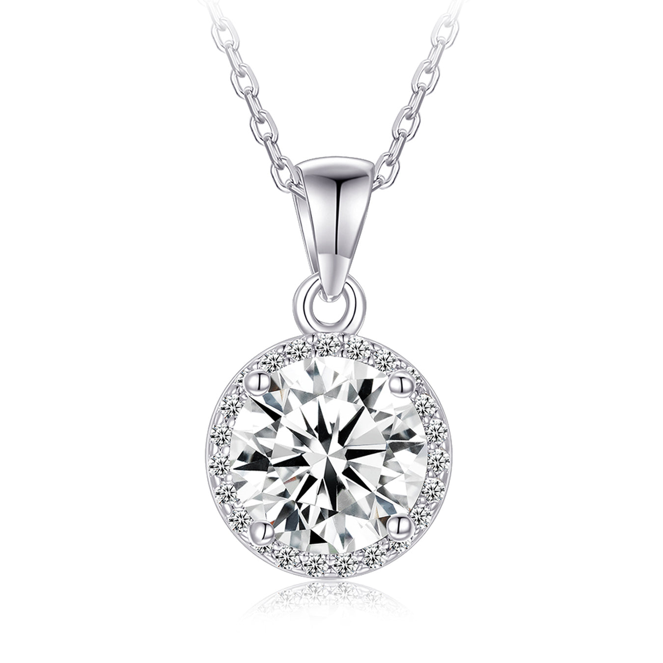 Collier - Argent pendentif halo en cz - CHS716