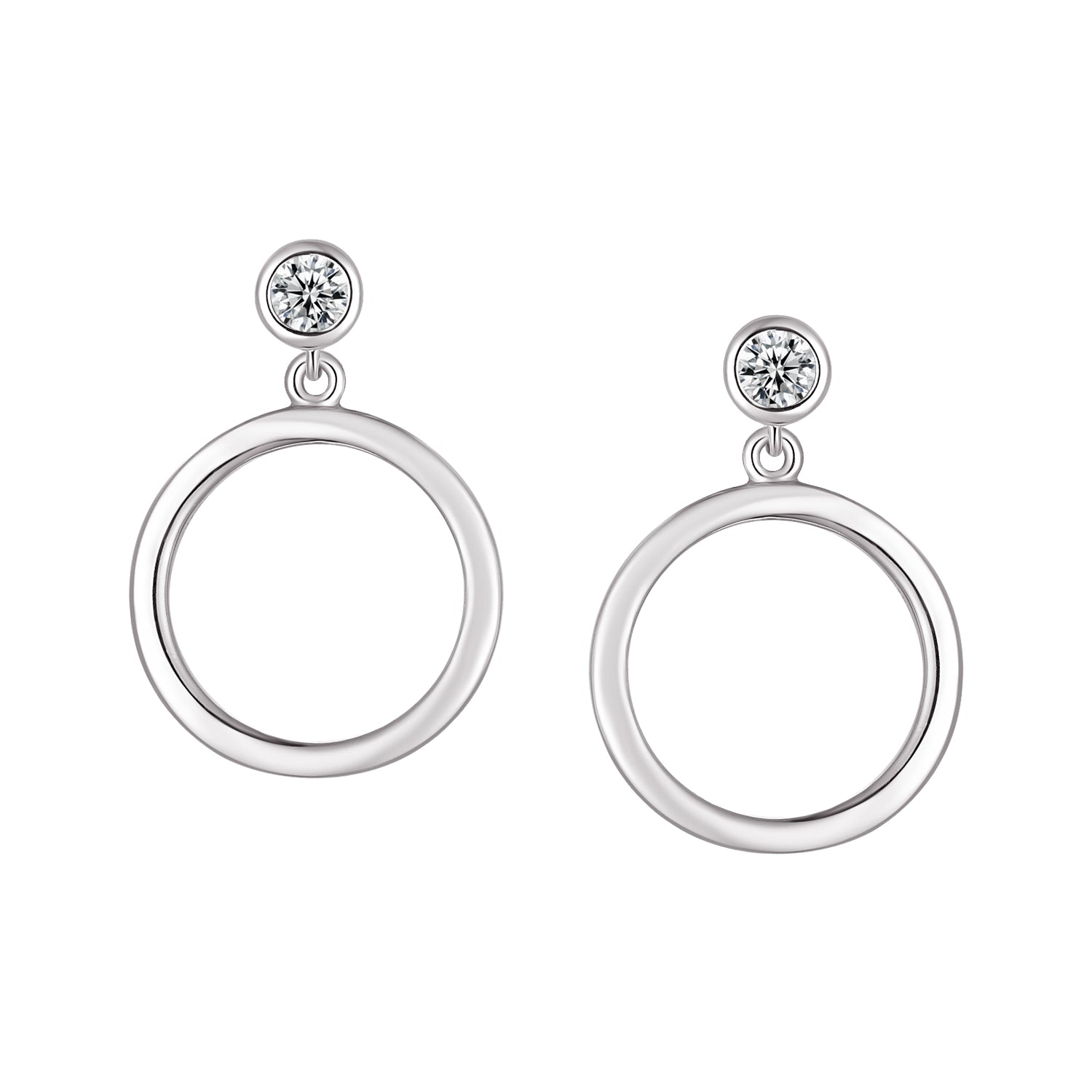 Studs - Argent cercle pendante cz - BOS434