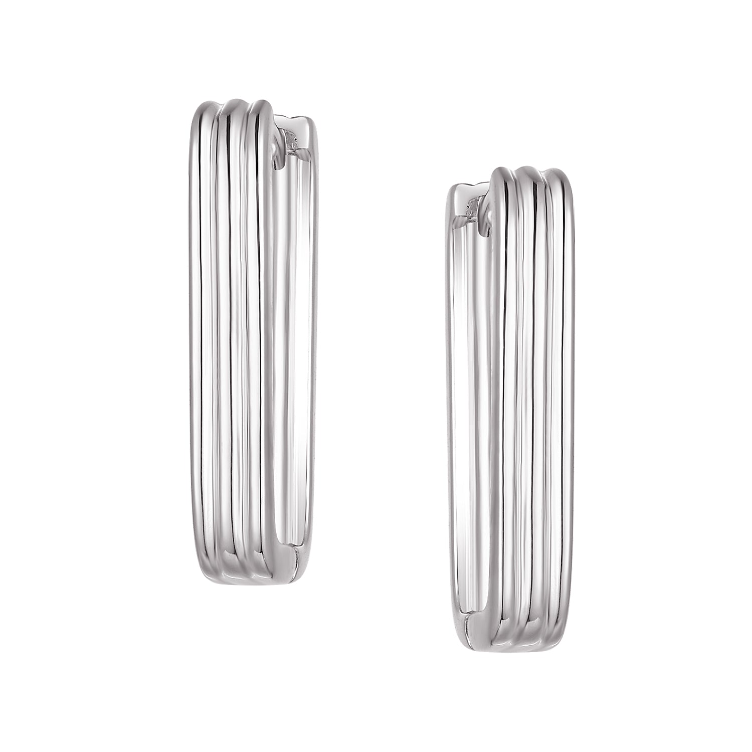 Hoops - Argent strié rectangulaire - BOS435