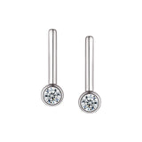 Studs - Argent barre avec cz serti clos - BOS436