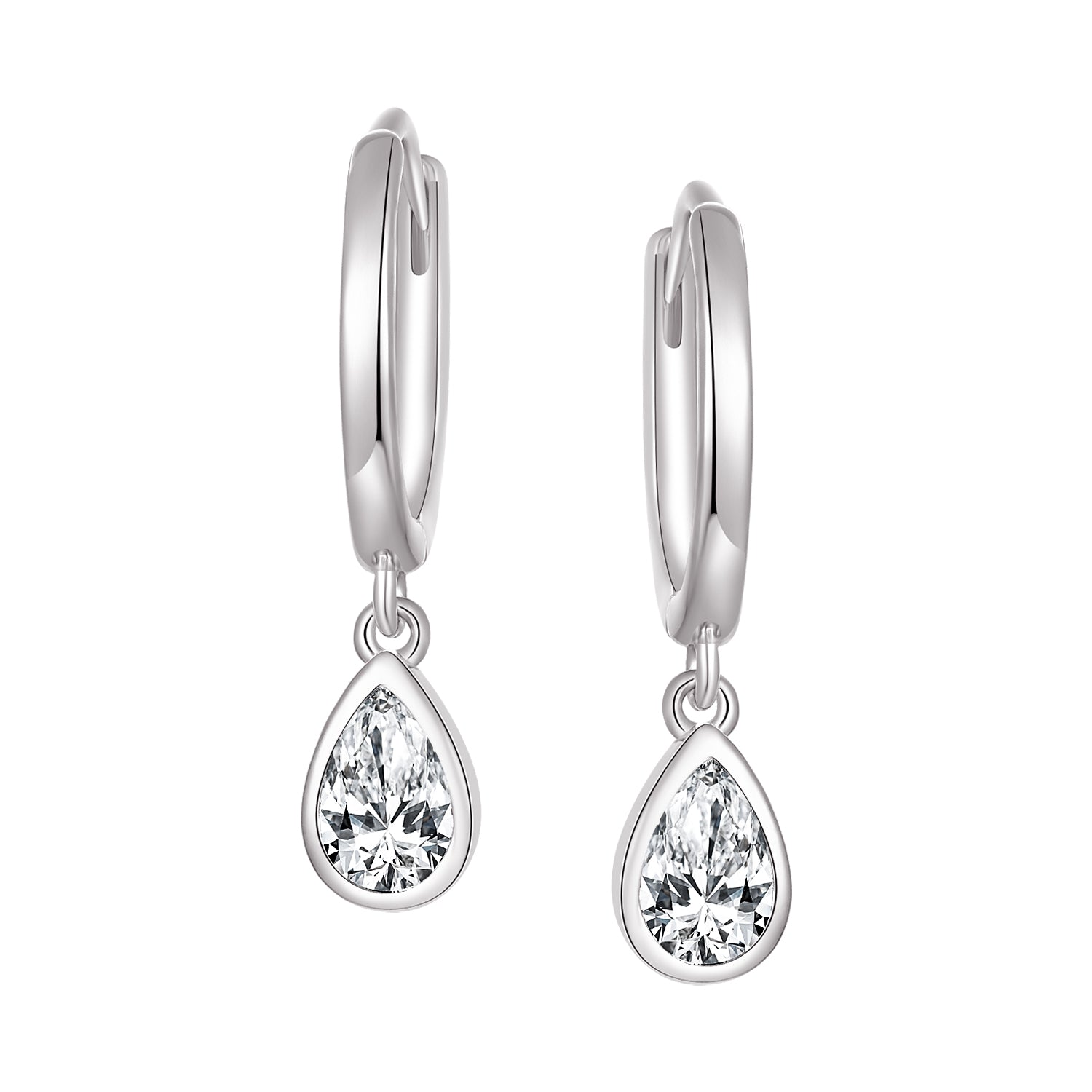 Hoops - Argent pierre cz coupe poire pendante - BOS437
