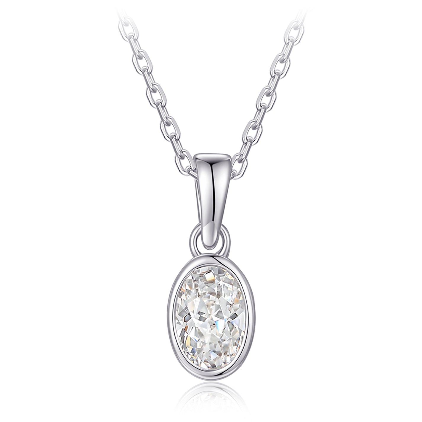 Studs - Argent pierre cz coupe ovale serti clos - BOS439