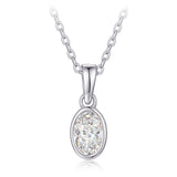 Collier - Argent pendentif ovale en cz serti clos - CHS718