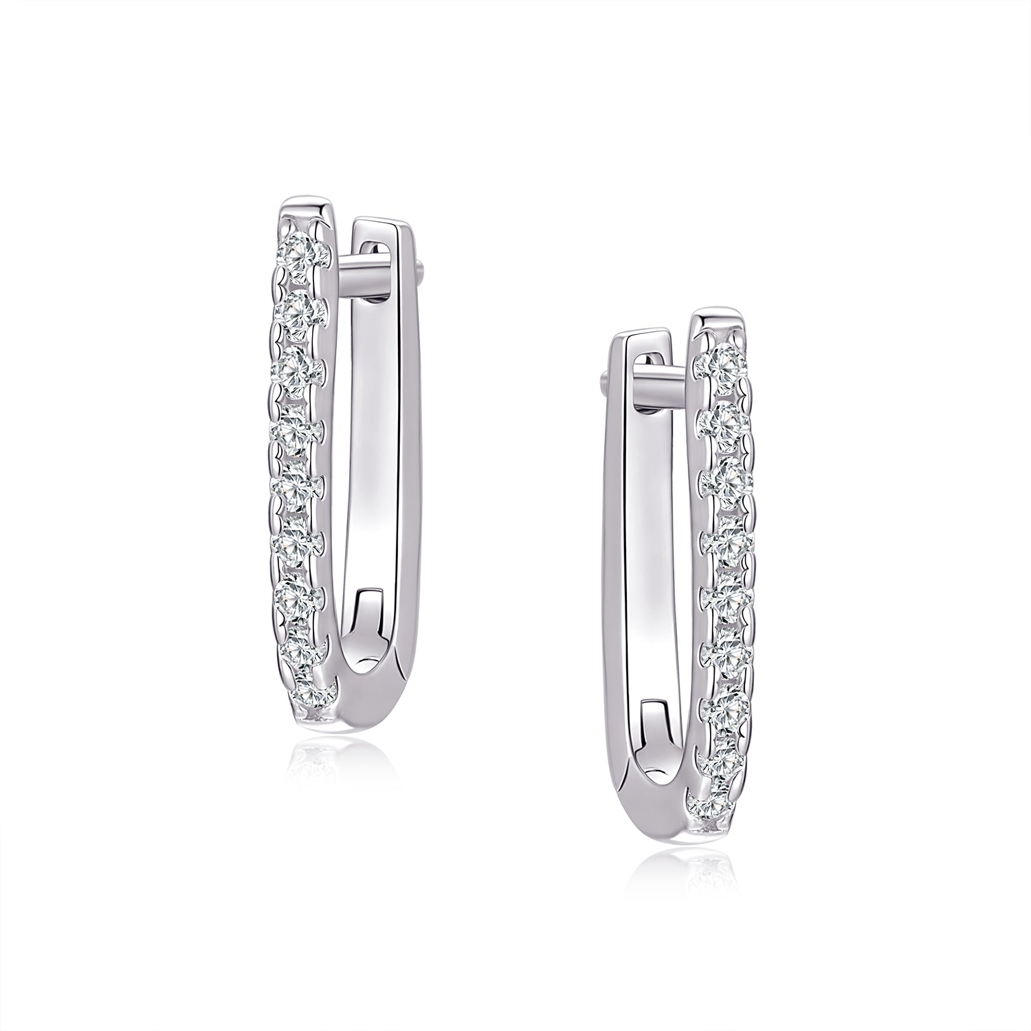 Huggies - Argent rectangulaires pavé de cz 1.5mm X 9mm - BOS442