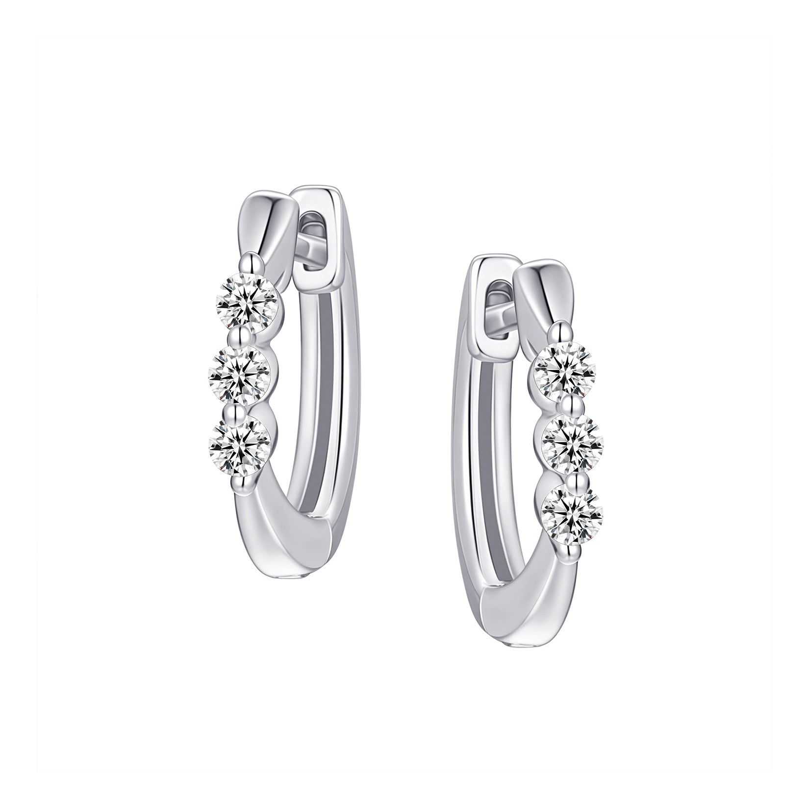Huggies - Argent trois pierres cz - BOS443