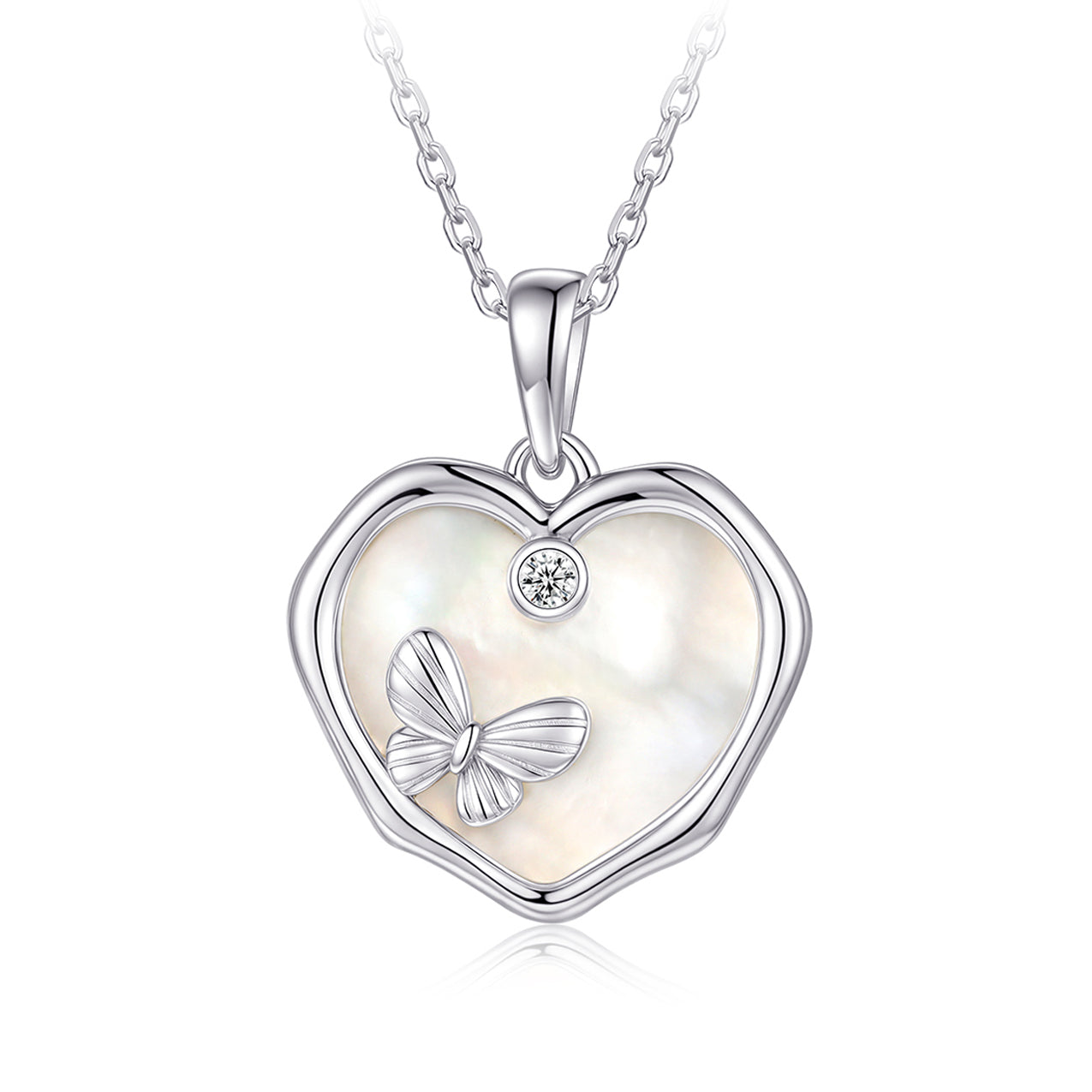 Collier - Argent pendentif coeur nacre & cz - CHS721