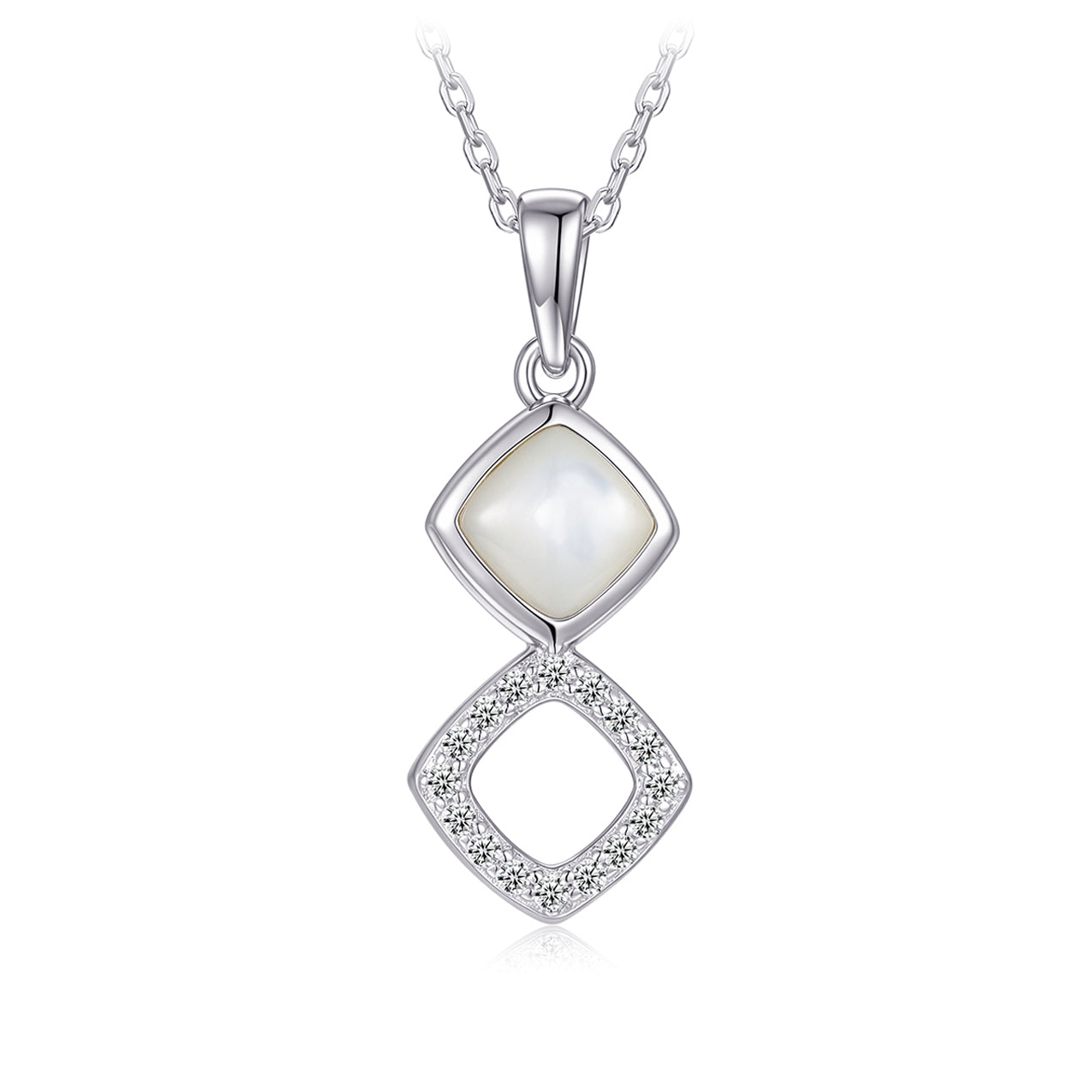 Collier - Argent pendentif nacre & cz - CHS722