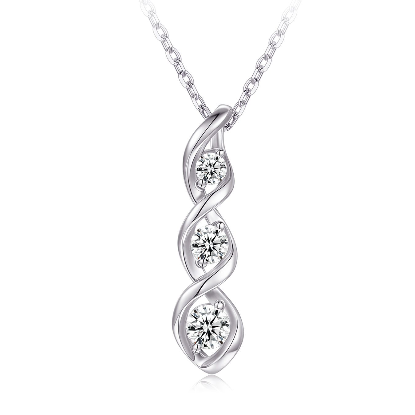 Collier - Argent pendentif trois pierres cz torsadé - CHS723