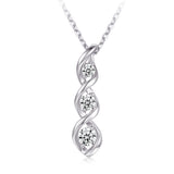 Collier - Argent pendentif trois pierres cz torsadé - CHS723
