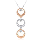Collier - Argent deux tons plaqué or rose pendentif cercles en cz - CHS725