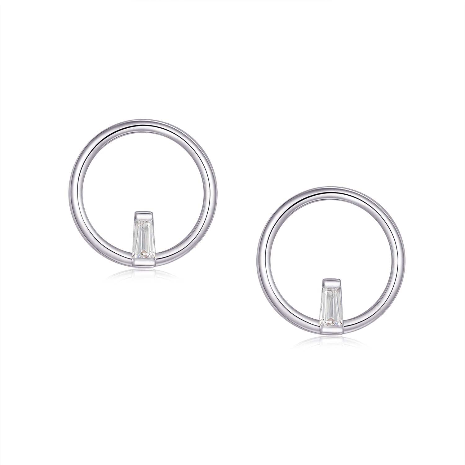 Studs - Argent cercle avec cz - BOS446