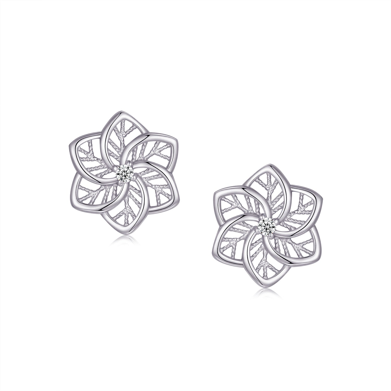 Studs - Argent fleur en cz - BOS447