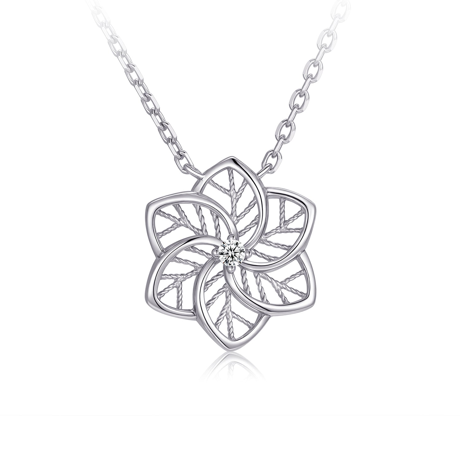 Collier - Argent pendentif fleur en cz - CHS728