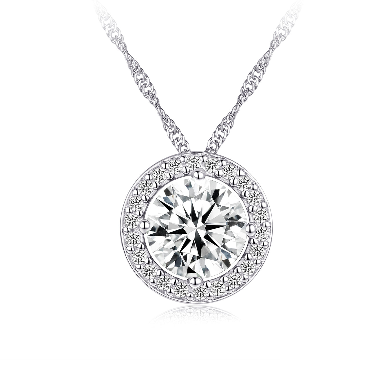 Collier - Argent pendentif halo en cz - CHS729