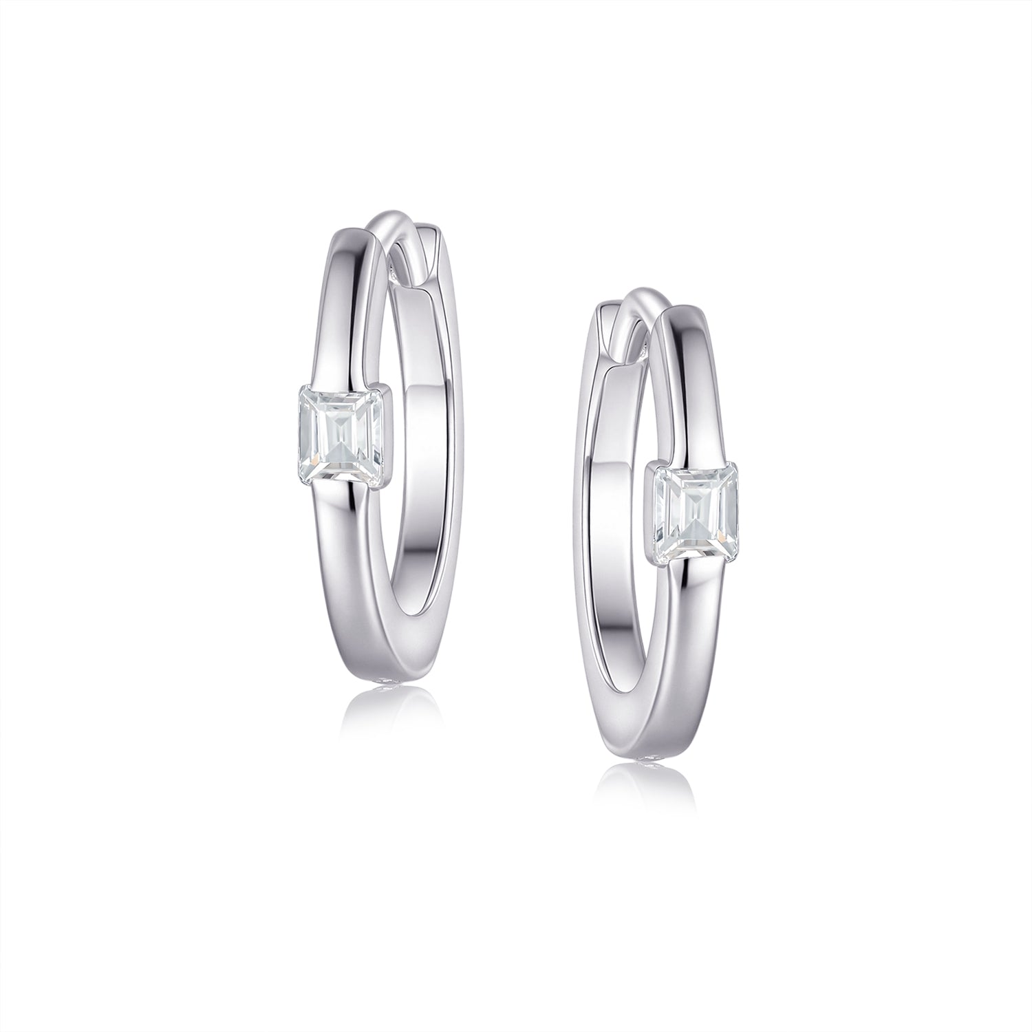 Hoops - Argent pierre cz coupe émerade 2mm X 12mm - BOS449