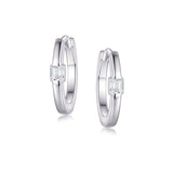 Hoops - Argent pierre cz coupe émerade 2mm X 12mm - BOS449