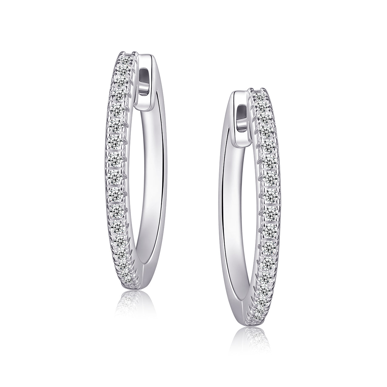 Hoops - Argent pavé de cz 1.5mm X 20mm - BOS451