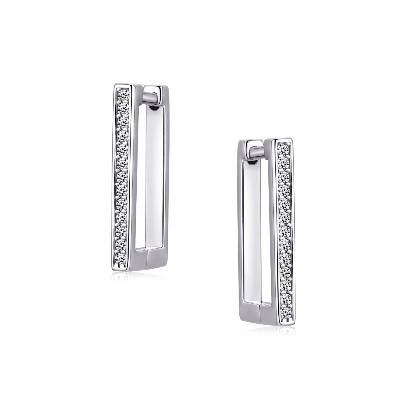 Hoops - Argent rectangulaires en cz - BOS453