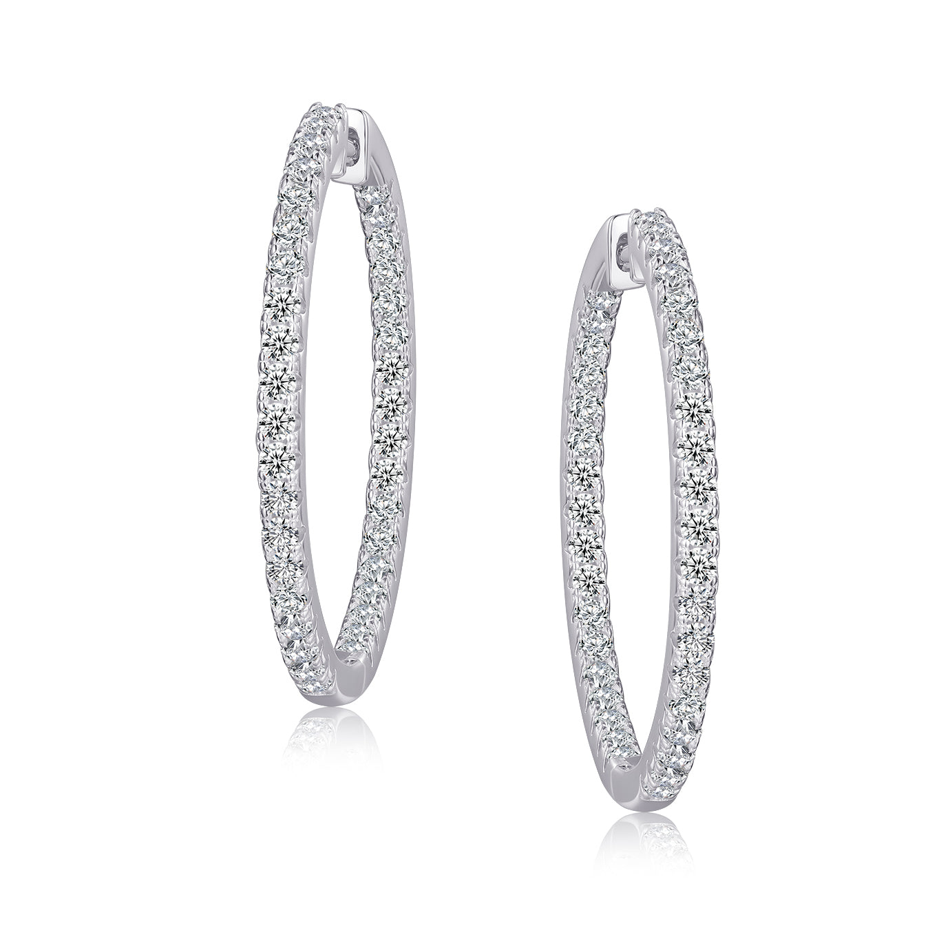Hoops - Argent pierres cz 2mm X 30mm - BOS454