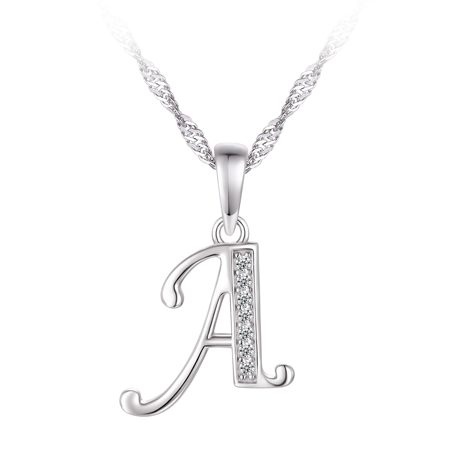 Collier - Argent pendentif initiale 'A' en cz - CHS659