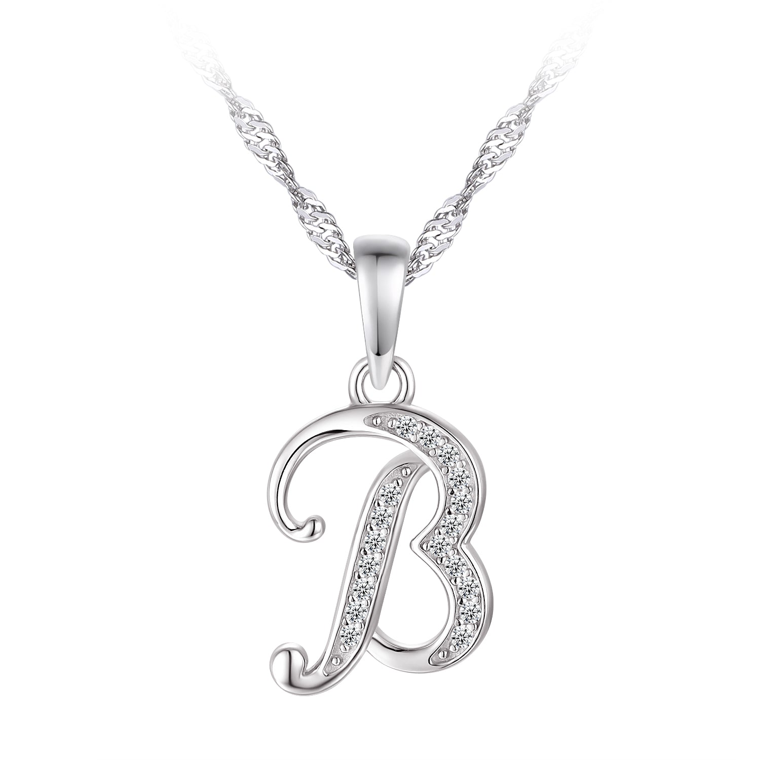 Collier - Argent pendentif initiale 'B' en cz - CHS660
