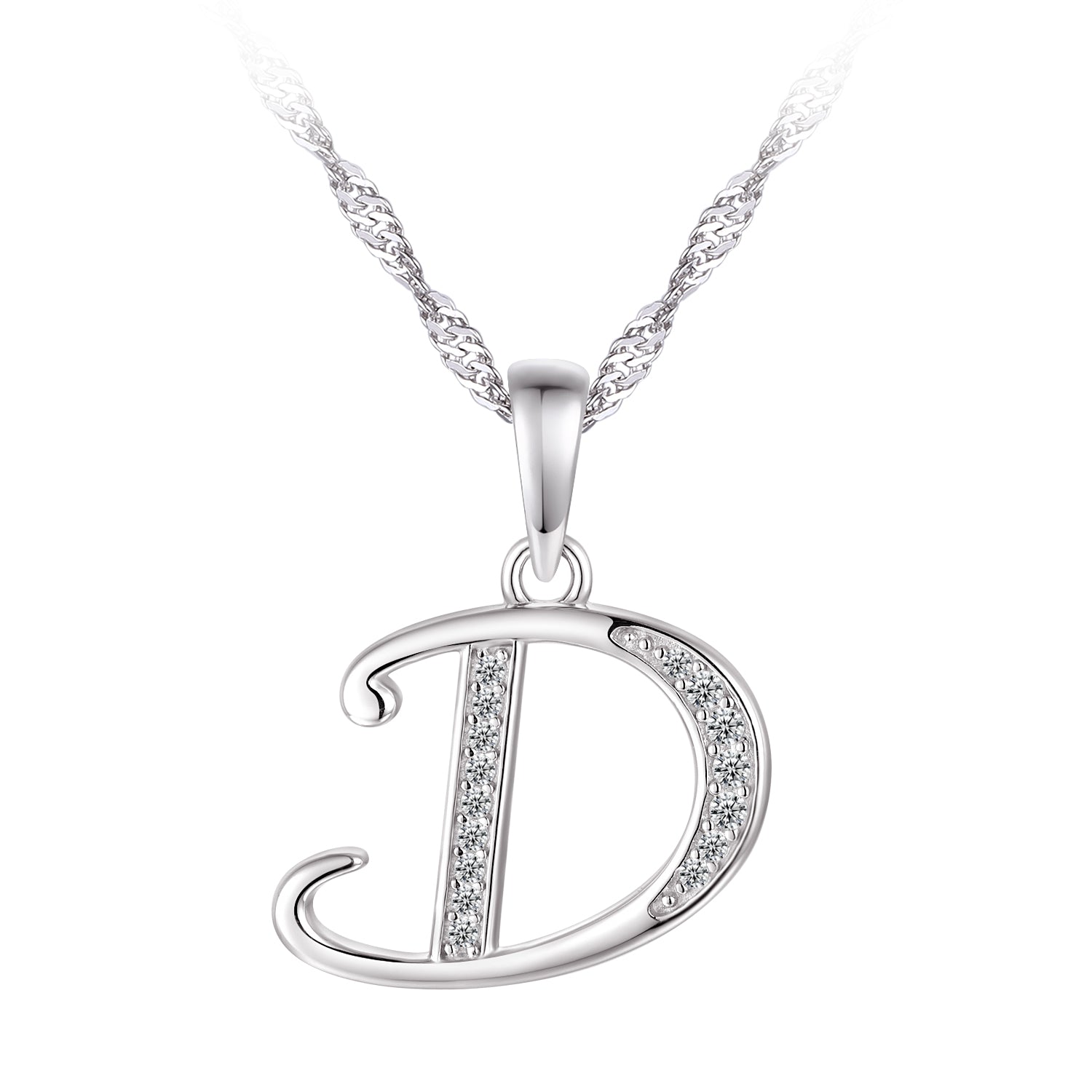 Collier - Argent pendentif initiale 'D' en cz - CHS662