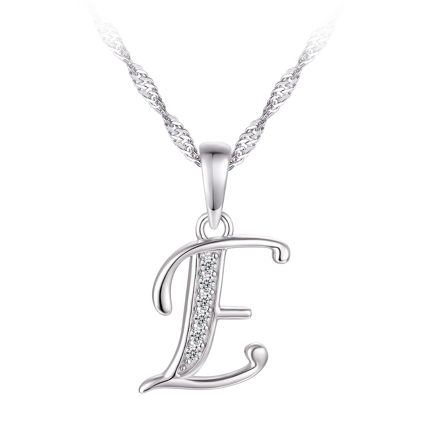 Collier - Argent pendentif initiale 'E' en cz - CHS663