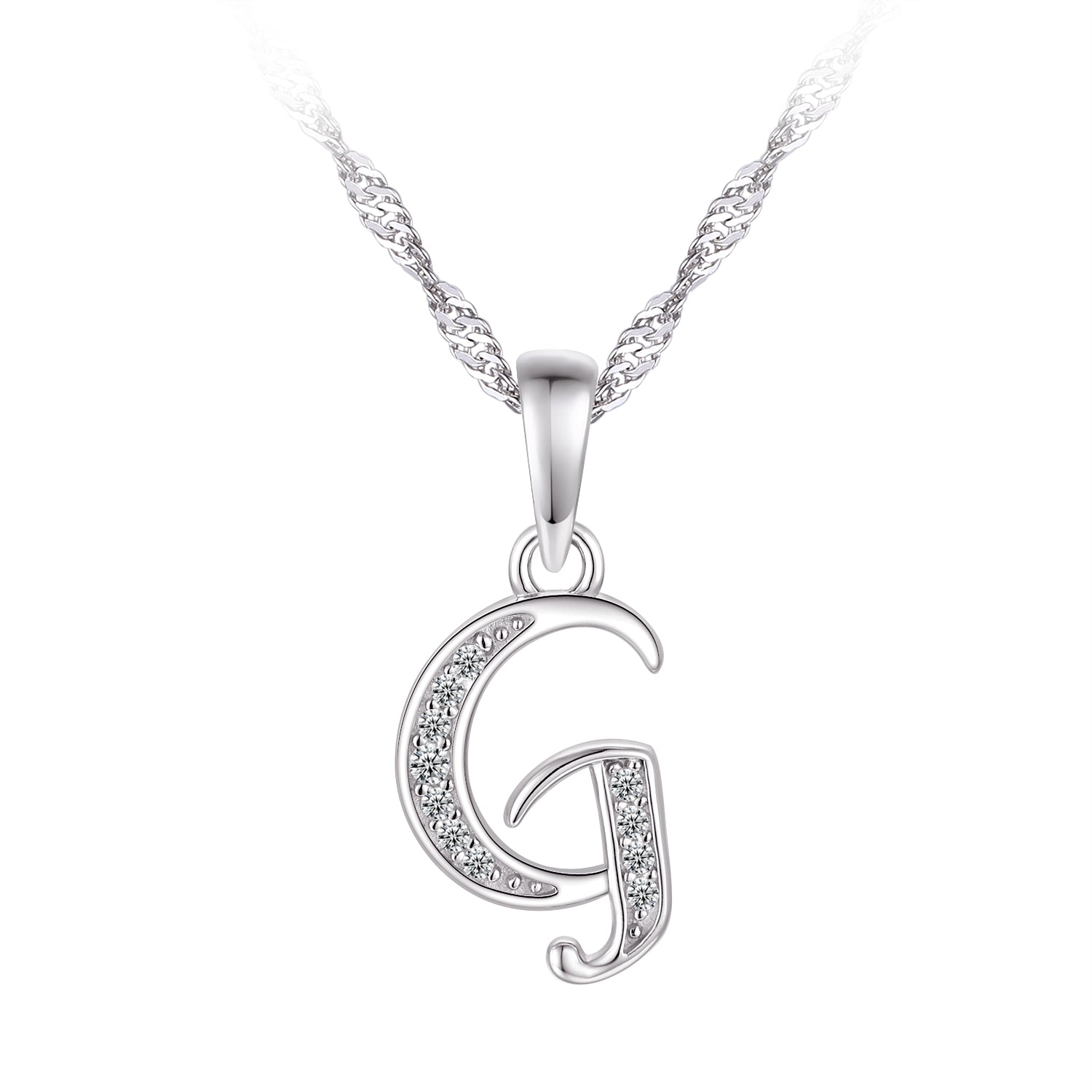 Collier - Argent pendentif initiale 'G' en cz - CHS665