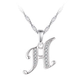 Collier - Argent pendentif initiale 'H' en cz - CHS666
