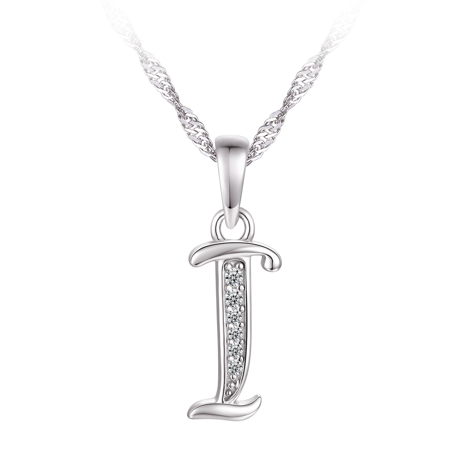 Collier - Argent pendentif initiale 'I' en cz - CHS667
