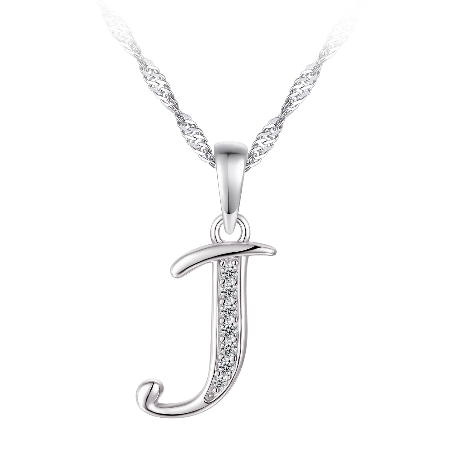 Collier - Argent pendentif initiale 'J' en cz - CHS668