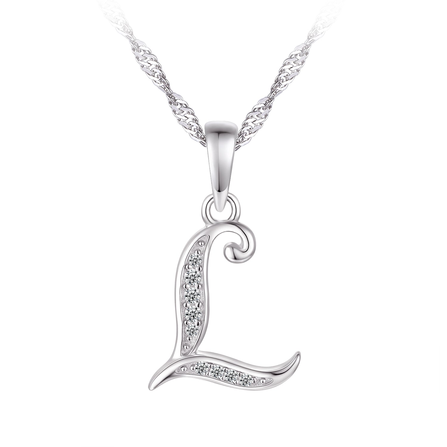 Collier - Argent pendentif initiale 'L' en cz - CHS670