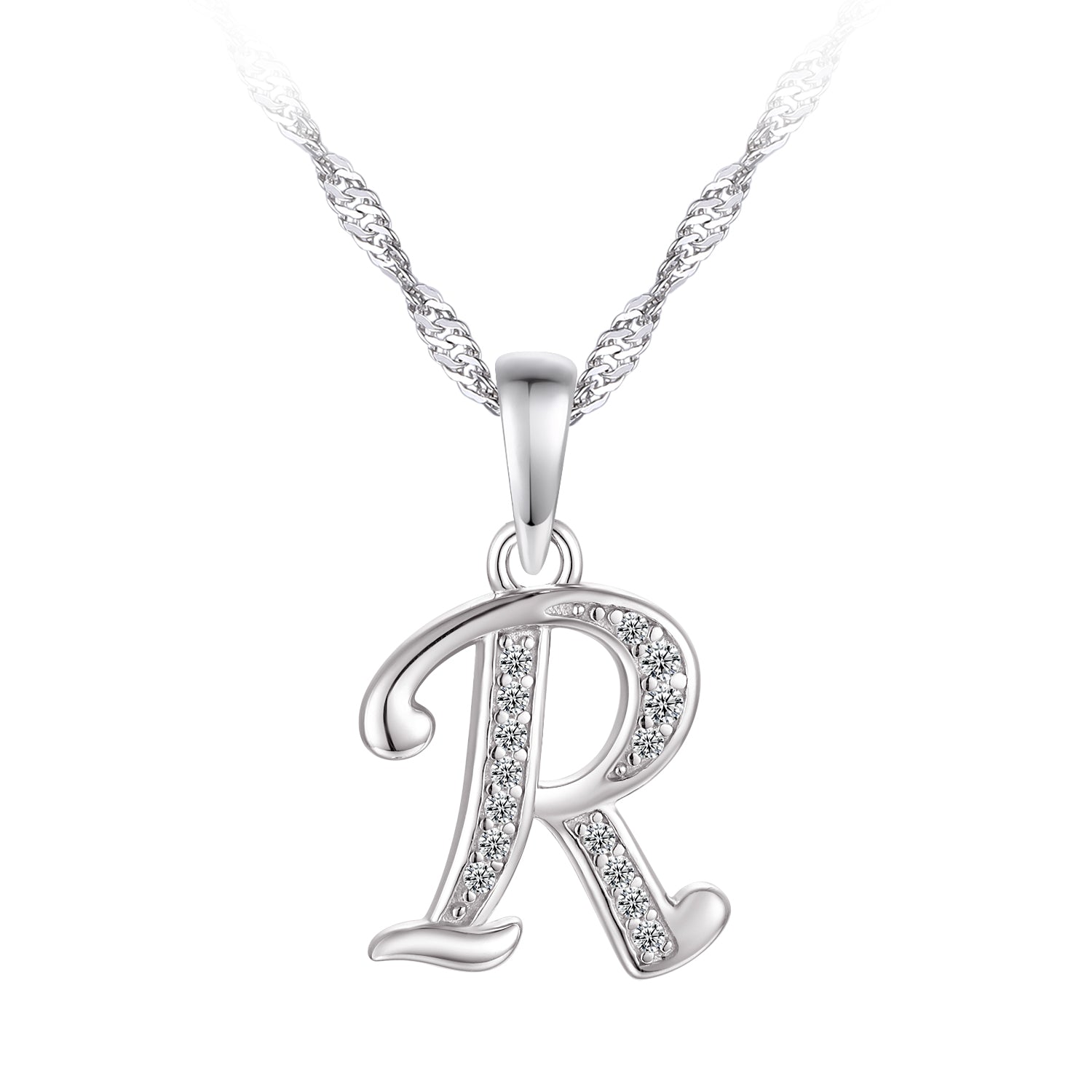 Collier - Argent pendentif initiale 'R' en cz - CHS675