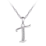 Collier - Argent pendentif initiale 'T' en cz - CHS677