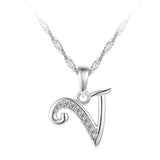 Collier - Argent pendentif initiale 'V' en cz - CHS678