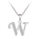 Collier - Argent pendentif initiale 'W' en cz - CHS679