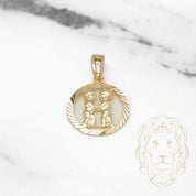 Pendentif - Or 10K jaune zodiaque Gémeaux coupe diamant - PEG825