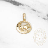 Pendentif - Or 10K jaune zodiaque Lion coupe diamant - PEG827
