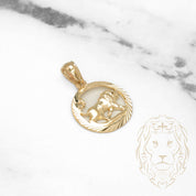 Pendentif - Or 10K jaune zodiaque Lion coupe diamant - PEG827