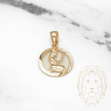 Pendentif - Or 10K jaune zodiaque Vierge coupe diamant - PEG828