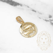 Pendentif - Or 10K jaune zodiaque Poissons coupe diamant - PEG834