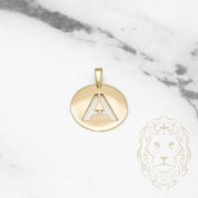 Pendant - 10K Yellow Gold "A" polished stencil letter style - PEG375
