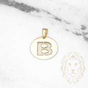 Pendant - 10K Yellow Gold "B" polished stencil letter style - PEG376