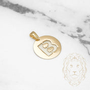 Pendant - 10K Yellow Gold "B" polished stencil letter style - PEG376